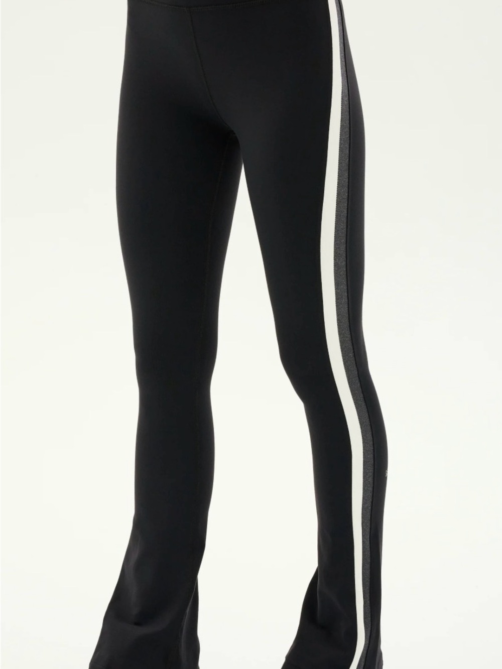 Splits59 Black Flare Leggings with White Side Stripe